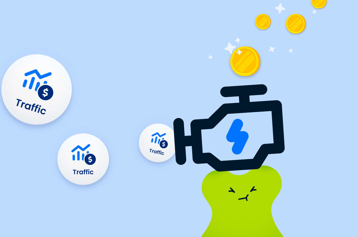 Traffic sources funneled through a fast checkout engine to convert more revenue