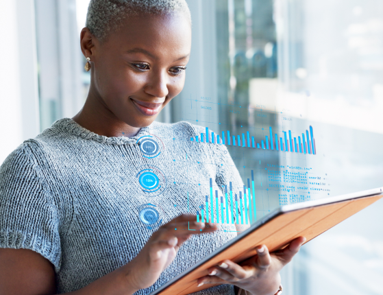 Person reviewing customer analytics on a tablet