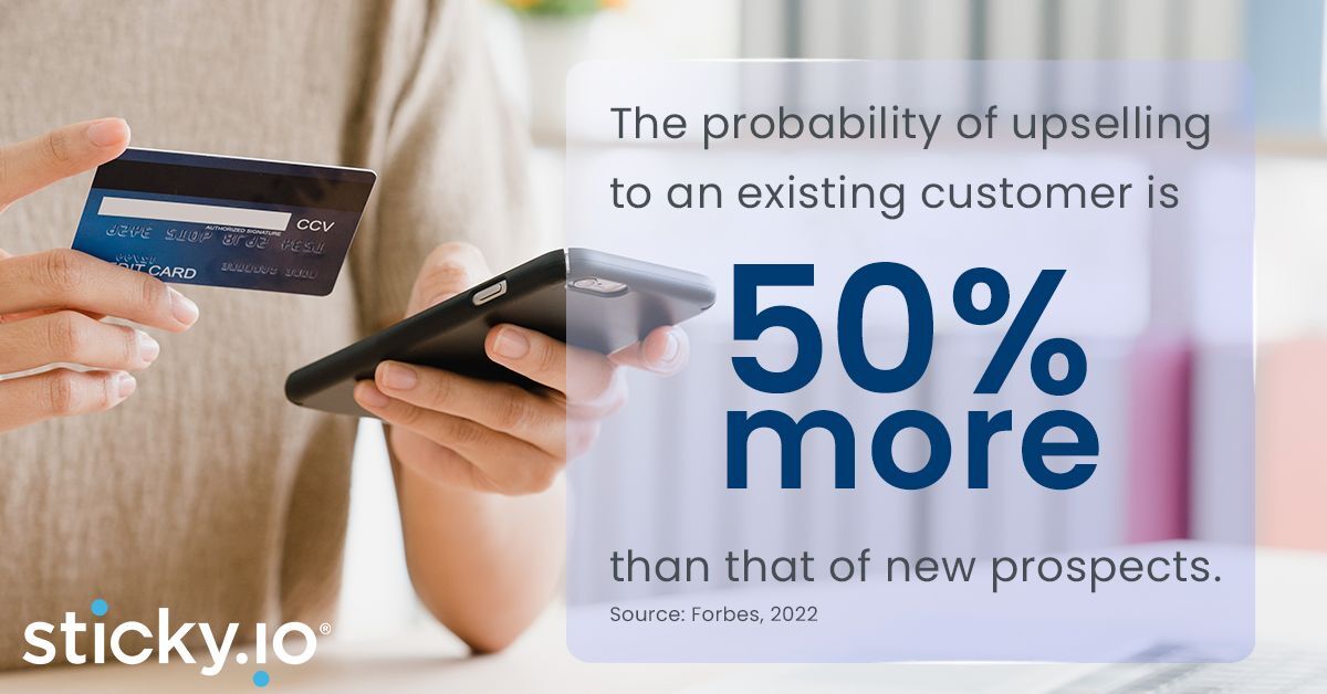 The probability of upselling to an exisiting customer is 50% more than that of new prospects.